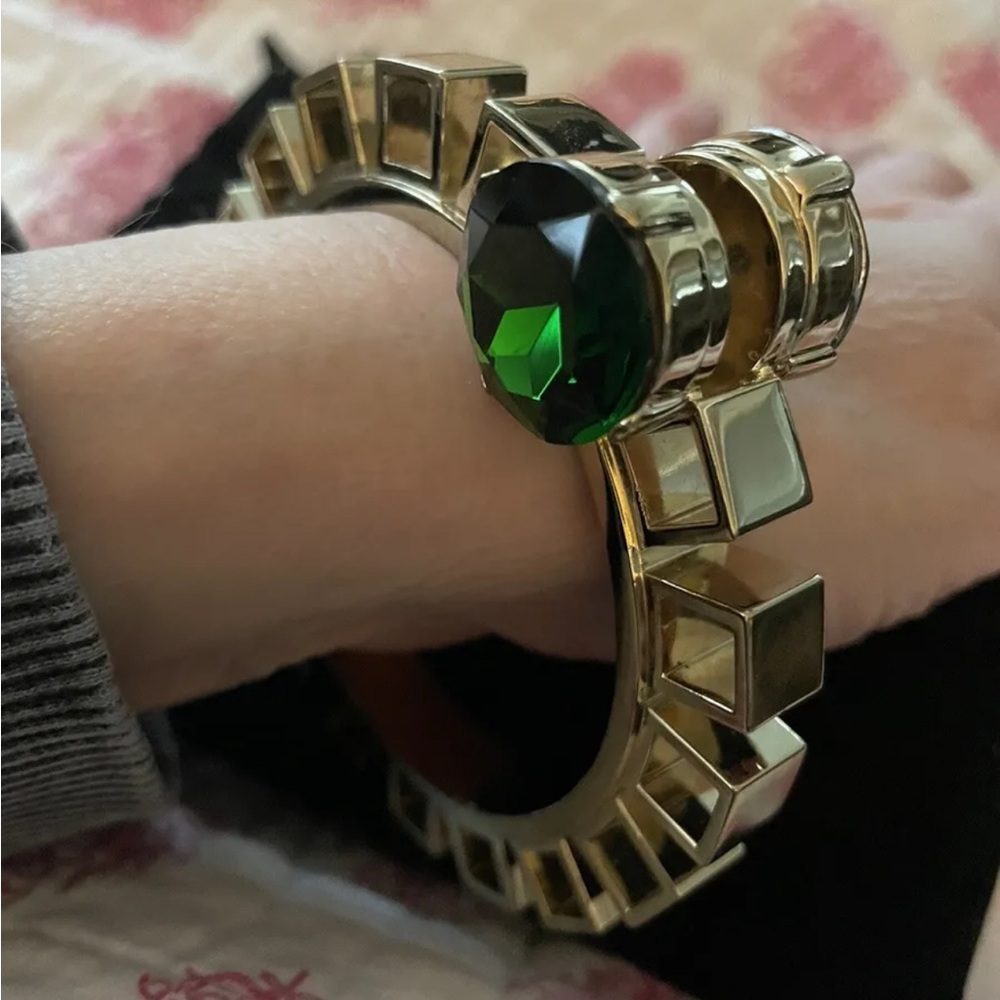 Brand New MAWI By OSOS Gold/ Green Stone Bangle Bracelet